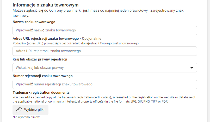 naruszenie znaku towarowego na facebooku